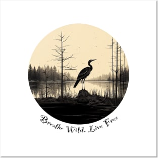 Wild and Free: Nature-inspired 'Breathe Wild, Live Free' T-Shirt Posters and Art